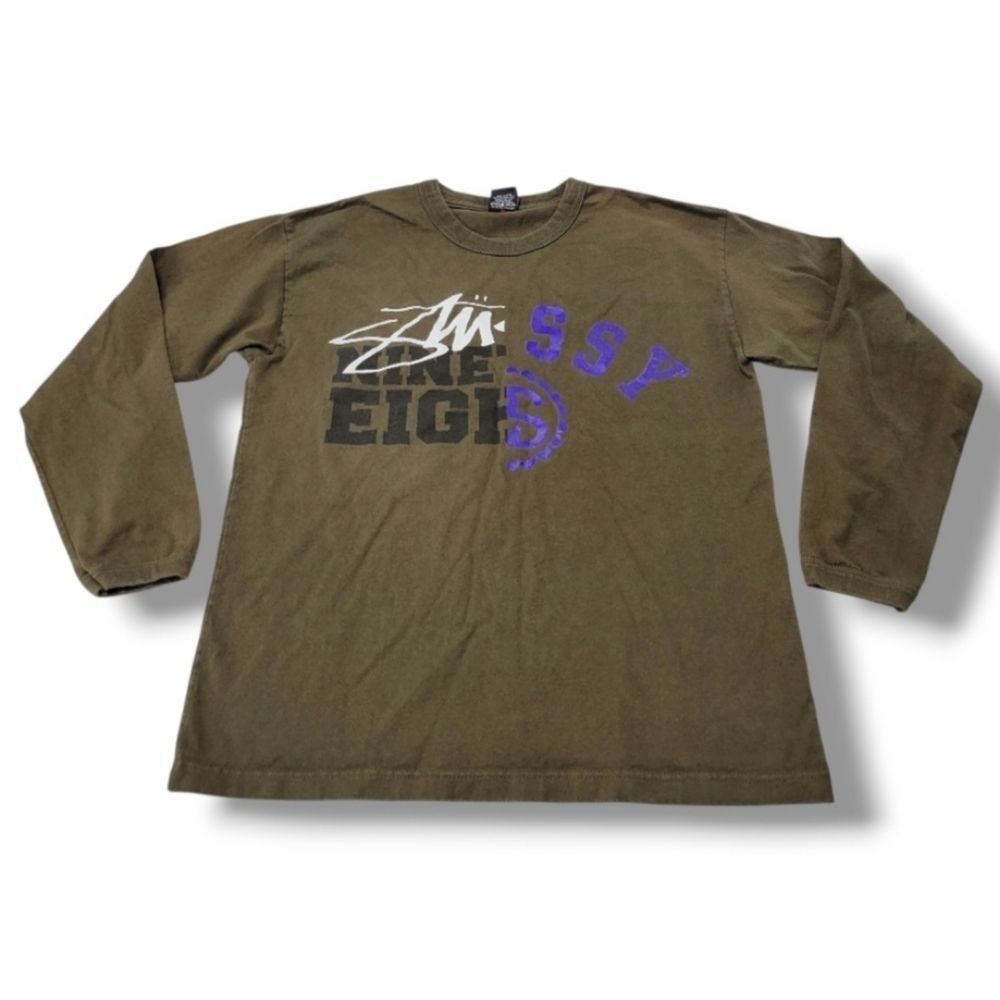 Y2k Vintage Stussy Shirt Size Medium M Stüssy Graphic Print T-Shirt Long Sleeve